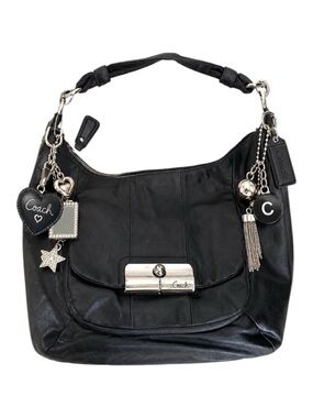 COACH Kristin NY Black Leather Satchel Shoulder Bag- Charms not incld🖤